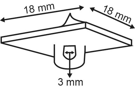 Crochet de plafond adhésif carré - dim.18x18mm - adhésif permanent - blanc